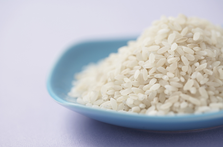 White rice in blue dish